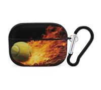 Burning Tennis Pictures - Custodia protettiva per AirPods Pro con anello portachiavi, custodia protettiva rigida per AirPods Pro di seconda generazione, per donne e uomini, facile da aprire