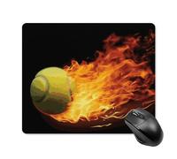 Burning Tennis Pictures Tappetino per mouse quadrato per computer portatile con base in gomma antiscivolo, 18 x 22 cm, ultra sottile, per computer, laptop, accessori da scrivania da ufficio