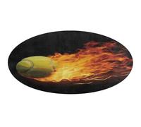 Burning Tennis Pictures Tappeto rotondo morbido assorbente tappetino da bagno ingresso antiscivolo tappeto fattoria tappetino anteriore posteriore 90 x 90 cm per camera da letto soggiorno casa