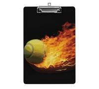 Burning Tennis Pictures - Tavoletta portablocco in acrilico alla moda, 31,8 x 21,6 cm, formato A4, clip in acrilico per aule, insegnanti, forniture per ufficio