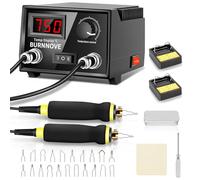 BURNNOVE Pirografo per Legno Professionale, 60W 220V con Doppia Penna, Display Digitale e Temperatura Regolabile 0-750°C, 21 Punte per Decorazione su Legno, Pelle e Zucca