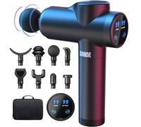 BURNNOVE Pistola Massaggio Muscolare Elettrico 99 Velocità Pistola Massaggio Portatile Silenziosa 8 Testine 3300 RPM 12mm Ampiezza, Touchscreen LED con Custodia, per Collo Spalle Schiena e Gambe