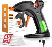 BURNNOVE Pistola per Colla a Caldo Senza Fili, Pistola per Colla a Caldo a 3000mAh Batteria Cavo di Ricarica USB-C 40 Bastoncini di Colla da 7 x 150mm per Lavori Fai da Te Riparazioni Rapide