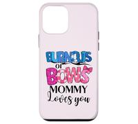 Burnouts or Bows Mommy Loves You Baby Shower Genere Reveal Custodia per iPhone 12 mini