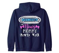 Burnouts or Bows Mommy Loves You Baby Shower Genere Reveal Felpa con Cappuccio