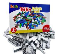 Buroku - Set di Costruzioni Grigio da 165 Pezzi | Mattoncini Giocattolo Compatibili con Tutte le Marche | Stimola Creatività e Immaginazione | Varie Dimensioni | Sicuro e Atossico | Mattoncini