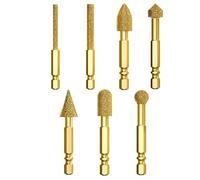 Burr, 7 pezzi Hex Shank Rotary Drill Bit Set & Electric Tool Accessories, Durable Metal Burrs for Sanding, Routing, Burnishing, Engraving, and Carving Metallal, Wood, Rock, Resin and Acrylic