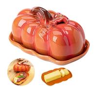 Burriera a forma di zucca con coperchio, vassoio da cucina autunnale, piatto snack a forma di zucca e tagliere per formaggi, piatto da portata multiuso per Halloween, Ringraziamento, decorazione