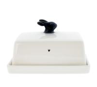 Burriera Bunny Con Coniglio Bianco Nero 12x14,5cm Ceramica BASTION COLLECTIONS