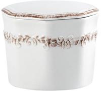 Burriera, Burriera in ceramica vintage, con linea d'acqua e spalmatore francese, for burro fresco spalmabile