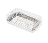 Burriera, Campana per Burro Rettangolare, Contenitore per Burro, Lavabile in Lavastoviglie, Portaburro in Acciaio Inossidabile con Coperchio Trasparente in Plastica,(#1)