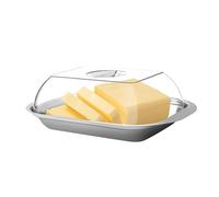 Burriera con campana trasparente, in acciaio inox, per uso alimentare, capacità 250 g, 17,8 x 11,1 x 5,5 cm, durevole e facile da pulire (1)