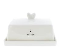 Burriera Cuore con Cuore Bianco Nero 12x14,5cm Ceramica BASTION COLLECTIONS