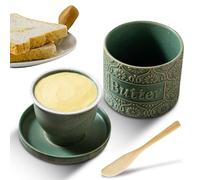 Burriera francese, campana in ceramica con coperchio e coltello da burro, contenitore per burro raffreddato ad acqua con linea di galleggiamento, vaso per burro in porcellana, design vintage per burro
