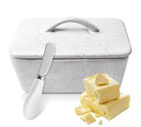 Burriera in ceramica con coperchio: Burriera per burro da 350 g, in porcellana, lavabile in lavastoviglie, classica scatola per burro, per colazione, cucina e conservazione