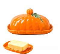 Burriera In Ceramica Con Coperchio, Disegno Zucca, Decorazione Autunnale | For Il Ringraziamento Di Halloween, Decorazione Decorativa For La Tavola