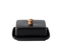 Burriera in ceramica con coperchio, scatola rettangolare riutilizzabile for conservare i formaggi, elegante for cucina e ristorante per Cucina(Black)