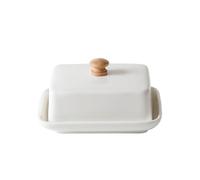 Burriera in ceramica con coperchio, scatola rettangolare riutilizzabile for conservare i formaggi, elegante for cucina e ristorante Per Ttavoli Da Pranzo E Frigoriferi(White)