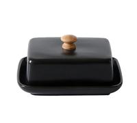 Burriera in ceramica con coperchio, scatola rettangolare riutilizzabile for conservare i formaggi, elegante for cucina e ristorante Per Ttavoli Da Pranzo E Frigoriferi(Black)