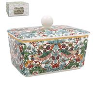 Burriera in ceramica con coperchio - William Morris' Strawberry Thief (verde)