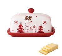 Burriera in ceramica, in porcellana, 19 cm, con coperchio, campana natalizia, per burro, lavabile in lavastoviglie, per la casa, cucina, piano di lavoro (B)