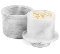 Burriera in marmo con coperchio, realizzata a mano in Francia, bianca, per piano di lavoro, portaburri da 4,25" per arredo cucina, portaburro per conservare burro spalmabile (White, One size)