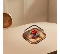 Burriera quadrata multiuso con base in legno ispessito, scatola per burro,