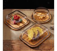 Burriera quadrata multiuso con base in legno ispessito, scatola per burro,