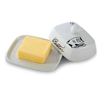 Burriera WW STYLE con manico per 250 g di burro, ceramica di alta qualità, bianco con motivo gatto nero, porcellana, burriera classica, ciotola per burro, contenitore per burro, scatola per burro, la