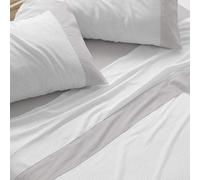 Burrito Blanco Completo Lenzuola Flanella, Cotone, Grigio, Ancho de 135 cm