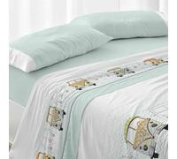 Burrito Blanco Set di Lenzuola, Cotone, 50% Poliestere, Menta, Ancho de 90