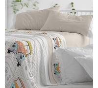 Burrito Blanco Set di Lenzuola, Cotone, 50% Poliestere, Pietra, Ancho de 90