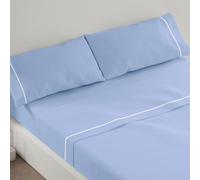 Burrito Blanco | Set di lenzuola | misto cotone | per letto singolo da 90 cm (+misure disponibili) | 3 pezzi (sopra, federa per cuscino e lenzuolo con angoli) | colore celeste 241 (90 x 190/200 cm)