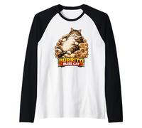 Burrito Bliss Cat Funny Food Meme Cat Humor Design Maglia con Maniche Raglan