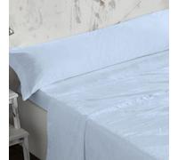 Burrito Foglio Bianco Set 3 Pezzi Coralina (Piano Cottura, 1 Federa e Lenzuolo di sotto Regolabile) per Letto Singolo 90x190 cm a 90x200 cm, Blu Celeste