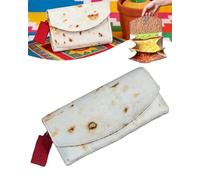 Burrito Portafoglio con borsa in alluminio, borsa da viaggio sottile con tasca con cerniera, stile e archiviazione gigante tortilla porta carte organizer (S)