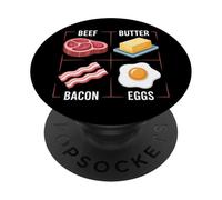Burro Di Manzo Uova Di Pancetta Carnivoro Dieta BBBE Mangiatori di carne PopSockets PopGrip Adesivo