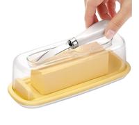 Burro | Scatola per burro | con lama e vassoio trasparente per servire in stile rustico per cucina domestica con conservazione