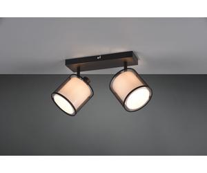 BURTON BARRA 2 SPOTS ORIENTABILI METALLO NERO PARALUME BIANCO E DIFFUSORE ESTERNO TRAFORATO NERO L. 33CM 2 LUCI ATTACCO E14