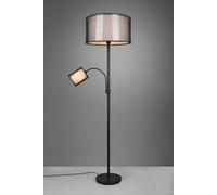 BURTON PIANTANA METALLO NERO CON LAMPADA DA LETTURA PARALUMI BIANCHI E DIFFUSORI ESTERNI TRAFORATI NERI H. 174CM 2 LUCI ATTACCO E27-E14