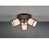 BURTON PLAFONIERA 3 SPOTS ORIENTABILI METALLO NERO PARALUME BIANCO E DIFFUSORE ESTERNO TRAFORATO NERO D. 49CM 3 LUCI ATTACCO E14