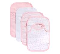 Burt's Bees Baby - Bavaglini unisex per neonati, spalle rovesciate, varietà rosa, 4-Pack