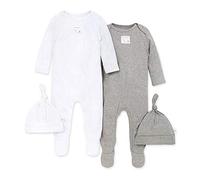 Burt's Bees Baby Tutina per neonati, 100% cotone biologico, Grigio melange/bianco, confezione da 2, 3-6 mesi