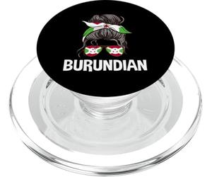 Burundi Messy Bun Girl Bandiera Burundi Donne Orgoglio PopSockets PopGrip per MagSafe