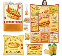 Buryeah 9 regali per hot dog per gli amanti dei sottaceti Set di regali divertenti di Natale per le donne include coperta 152 x 127 cm tazza borsa per il trucco borsa tote bag federa calzini