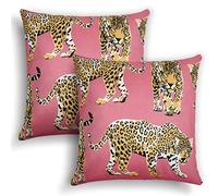 Buryeah Federa per cuscino con stampa leopardata e ghepardo, decorazione per la stanza, 45,7 x 45,7 cm, colore: rosa acceso