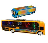 Bus Giocattolo Luci Suoni Musica Bus Grande cm 26 Pullman Giocattolo per Bambini Luci Suoni Movimento a Mistero Bump & Go Scuola Buss Autobus Multifunzione Scala 1:16 ,Colori Assortiti Colore Casuale