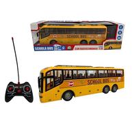 Bus Giocattolo Telecomandato con Luci Bus Grande cm 32 Pullman Giocattolo per Bambini Luci Movimento Auto Radiocomandata Autobus Ruote Gommate Scuola Buss Pullman Corriera Multifunzione Scala 1:16 (A)