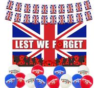Buscando Set commemorativo per il giorno della memoria - Decorazioni per il giorno della memoria del Regno Unito, bandierine per commemorazione, palloncini commemorativi, accessori per esterni e