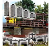 Busch 12387 - 1/87 / H0 Pilastri Del Ponte In/Out - Nuovo